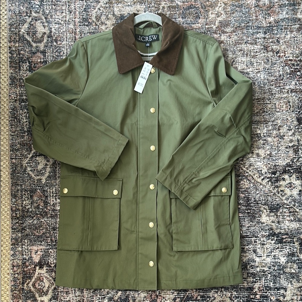 J.Crew Olive Green Jacket with Brown Collar